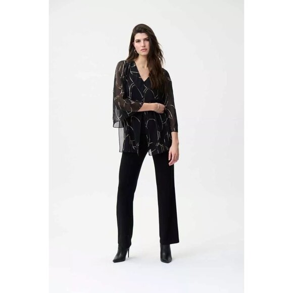 Joseph Ribkoff | 18 Black JDS Tunic Top Dressy Sheer Mature Sequin Chain Overlay - Picture 13 of 15